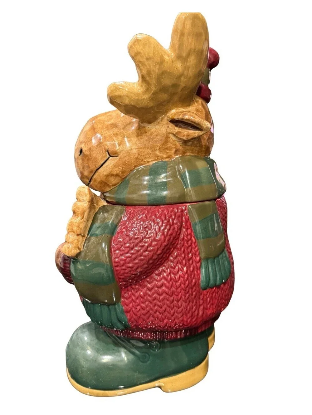 St. Nicholas Square Heartland Ceramic Moose Cookie Jar Christmas Holiday